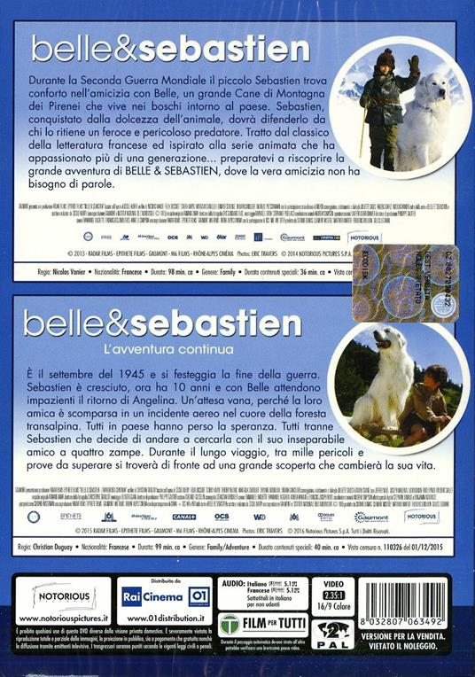 Belle & Sebastien 1 & 2 (2 DVD) di Christian Duguay,Nicolas Vanier - 2