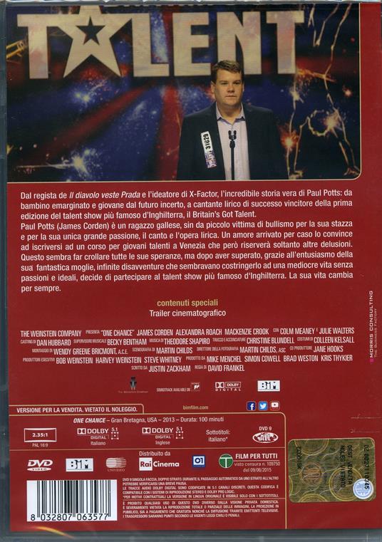 One Chance. La grande occasione di David Frankel - DVD - 2