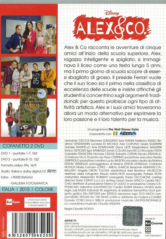 Alex & Co. Stagione 1. Serie TV ita (2 DVD) - DVD - Film di Claudio Norza  Commedia | IBS