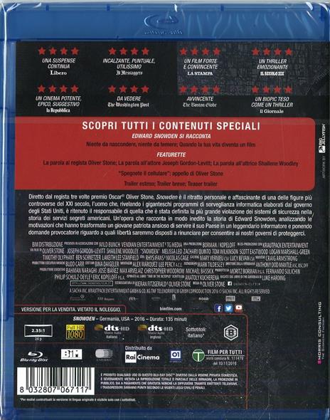 Snowden (Blu-ray) di Oliver Stone - Blu-ray - 2