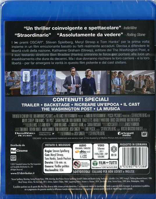 The Post (Blu-ray) di Steven Spielberg - Blu-ray - 2