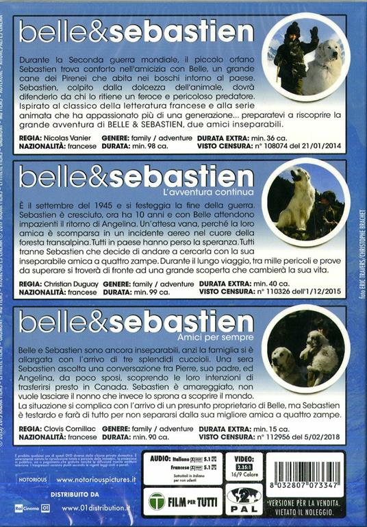 Belle & Sebastien Collection (3 DVD) - DVD - Film di Nicolas Vanier ,  Christian Duguay Avventura | IBS