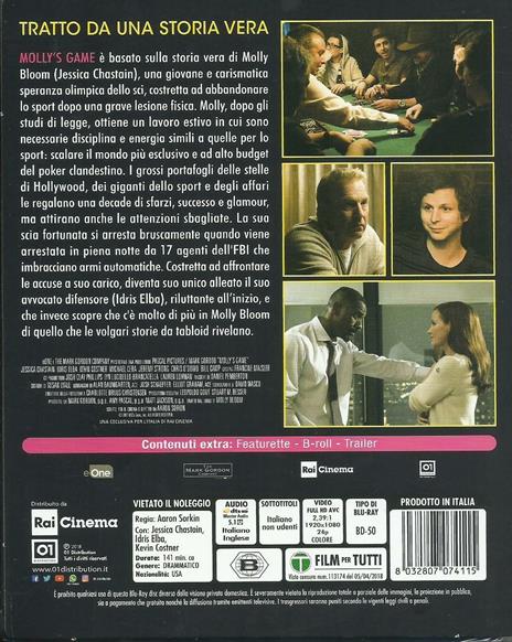 Molly's Game (Blu-ray) di Aaron Sorkin - Blu-ray - 2