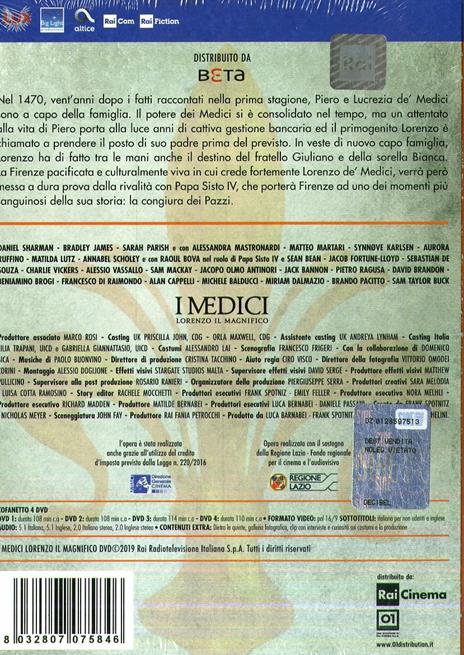 I Medici. Lorenzo il Magnifico. Stagione 2. Serie TV ita (4 DVD) - DVD -  Film di Jon Cassar Avventura | IBS