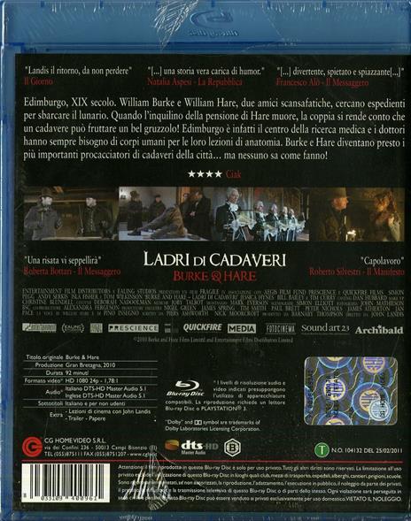 Burke & Hare. Ladri di cadaveri di John Landis - Blu-ray - 2