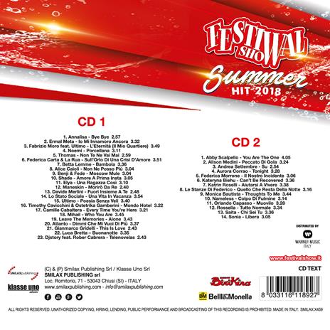 Festival Show Summer Hit 2018 - CD Audio - 2