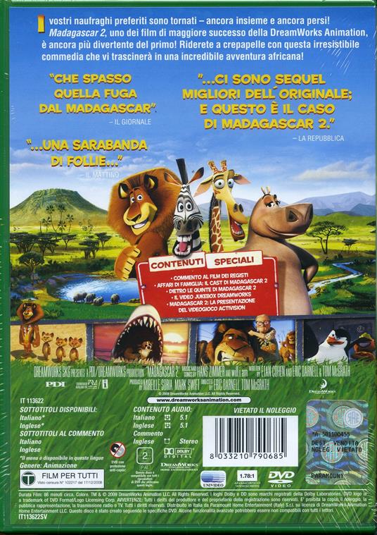 Madagascar 2 1 Dvd Dvd Film Di Tom Mcgrath Eric Darnell Animazione Ibs