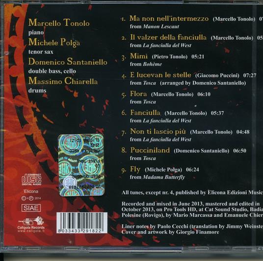 Puccini in Jazz - CD Audio di Marcello Tonolo,Michele Polga,Domenico Santaniello,Massimo Chiarella - 2