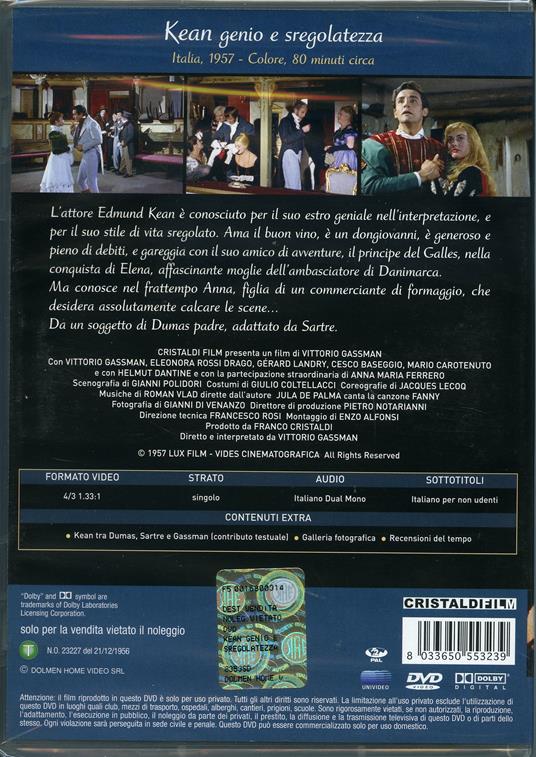 Kean, genio e sregolatezza - DVD - Film di Vittorio Gassman Drammatico | IBS