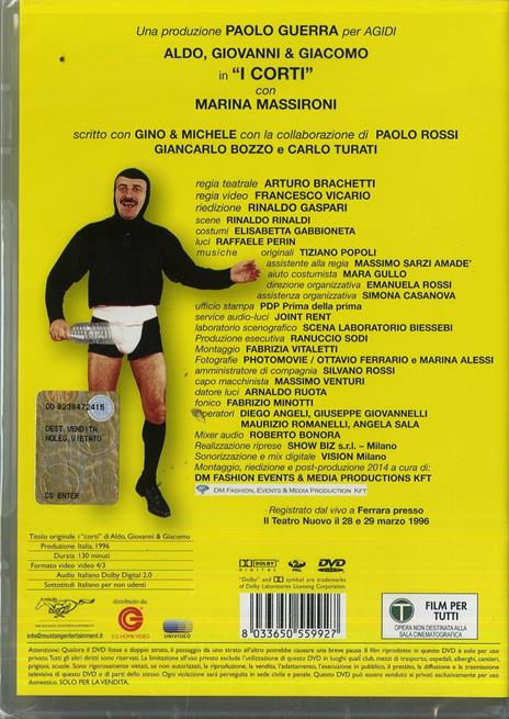 I 'corti' di Aldo, Giovanni & Giacomo - DVD - Film di Arturo Brachetti  Teatro