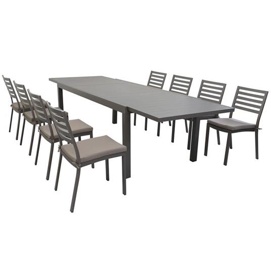 DEXTER - set tavolo da giardino allungabile 200/300x100 compreso di 8 sedie  in alluminio - Milani Home - Idee regalo | IBS