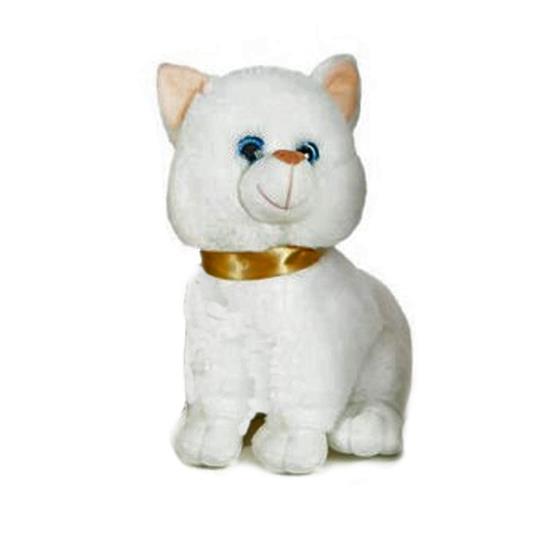 Peluche Gatto 25 Cm Con Collare Bianco  25266