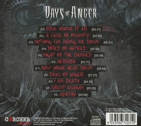 Rise Above it All - CD Audio di Days of Anger - 2