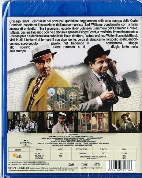 Prima pagina di Billy Wilder - Blu-ray - 2