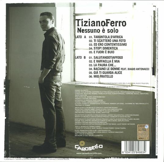 Nessuno è solo (180 gr.) - Vinile LP di Tiziano Ferro - 2