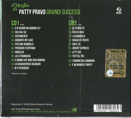 Il Meglio di Patty Pravo. Grandi Successi (Digipack) - CD Audio di Patty Pravo - 2