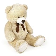 Orso Morbido Peluche Beige Chiaro con Fiocco in Raso - Altezza 100 cm.