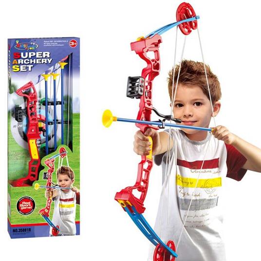 Arco Composito Per Bambini Set Arciere Con 3 Frecce Punta Ventosa Tiro Con  Arco - Bakaji - Archi e frecce - Giocattoli | IBS