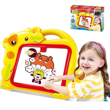 Lavagna Magnetica Bambini Hippo 2In1 Con Gessetti Cassino E Pennarelli  Giallo