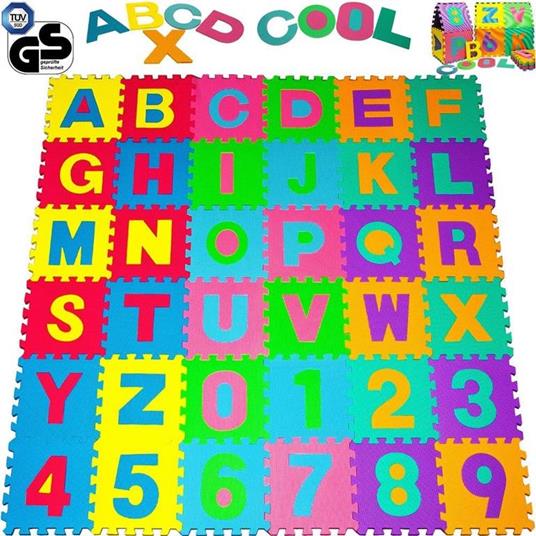 Tappeto Puzzle per Bambini Set 86 Pezzi Gioco Tappetino Lettere Numeri  Gomma EVA - Bakaji - Puzzle per bambini - Giocattoli