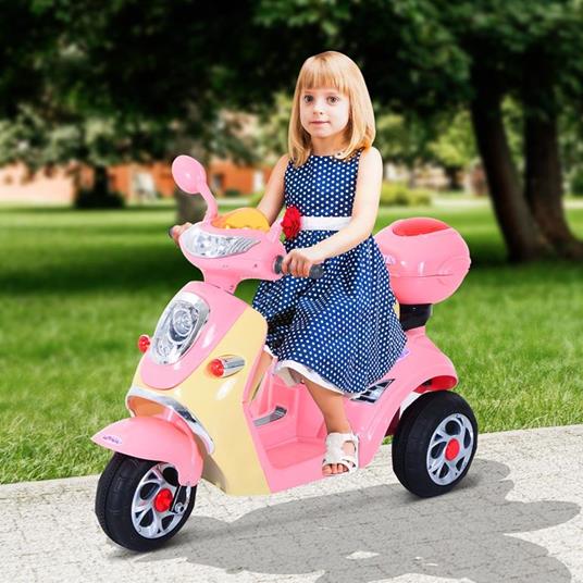 Homcom Motorino Triciclo Elettrico per Bambine 6V con Luci e