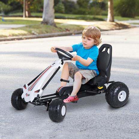 Homcom Go-Kart a Pedali per Bambini Bianco e Nero - 3