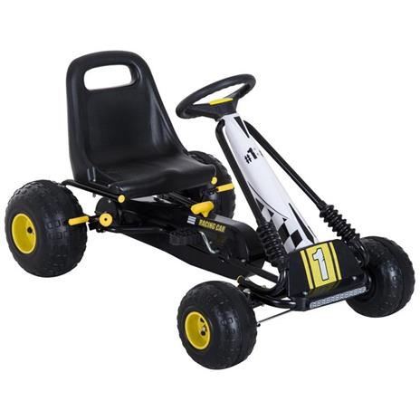 Homcom Go-Kart a Pedali per Bambini Nero e Giallo