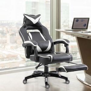 Sedia Ergonomica da Ufficio con Rotelle in Ecopelle, Bianco e Nero -  Vinsetto - Idee regalo | IBS