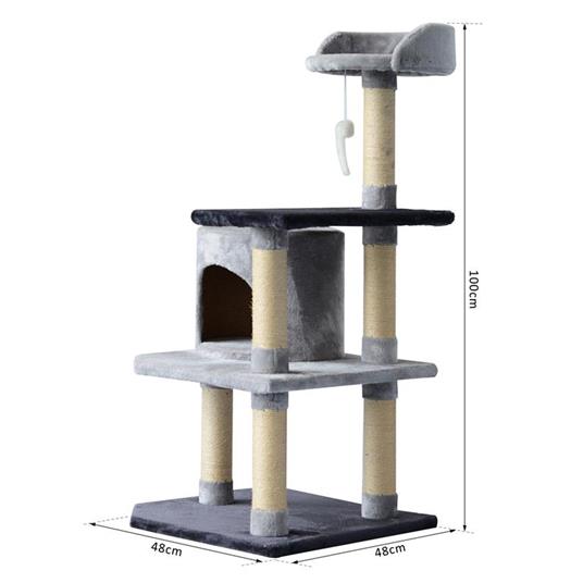 Albero Tiragraffi per Gatti di 3 livelli con Topolino Grigio, 48x48x100cm -  PawHut - Idee regalo | IBS