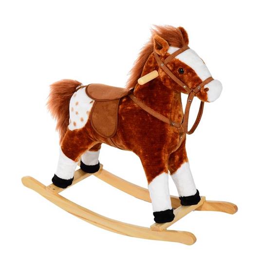 Cavallo a Dondolo in Peluche con Suoni per Bambini, Marrone - HomCom -  Tricicli e cavalcabili - Giocattoli | IBS