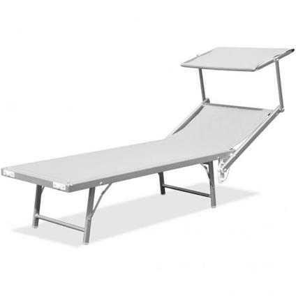 Lettino Da Spiaggia Con Parasole 183X58X36 Bianco