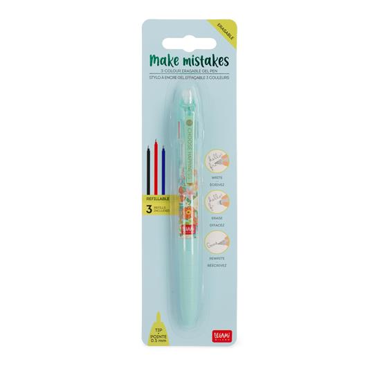 Penna gel cancellabile. Make Mistakes - 3-Colour Erasable Gel Pen - Flowers  - Legami - Cartoleria e scuola