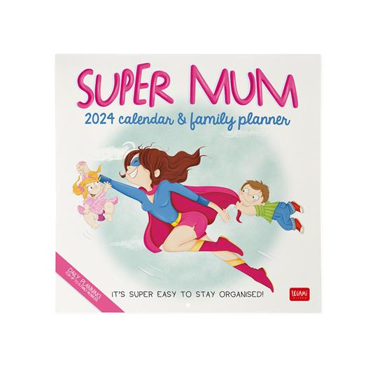 Calendario 2024, da parete, carta non patinata - 30 x 29 cm SUPER MUM