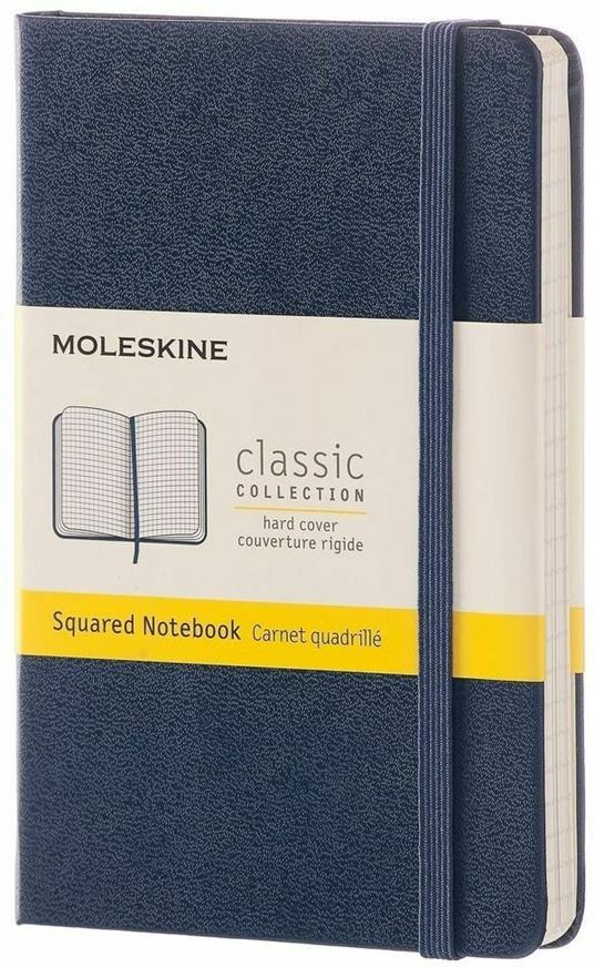 Taccuino Moleskine pocket a quadretti copertina rigida blu. Sapphire Blue