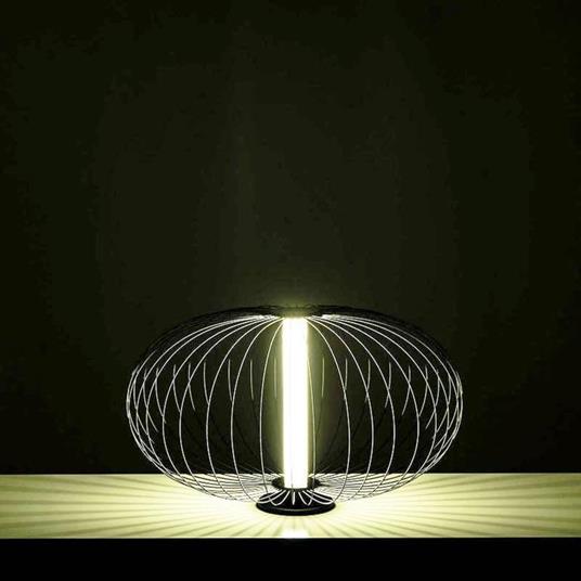 Lampada da tavolo led paralume in acciaio nero lucido 50x50xh. 29 cm - 2