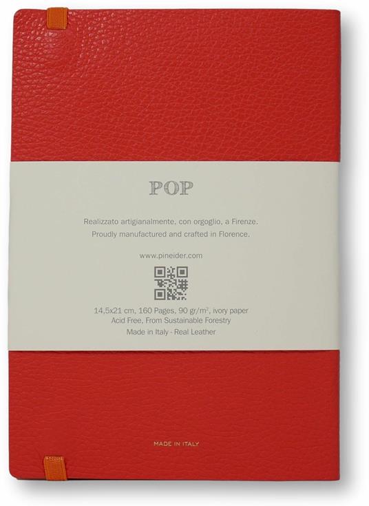 Taccuino Pineider, Notes Pop, 80F, 90G, Papaya - 14,50 x 21 cm - 2
