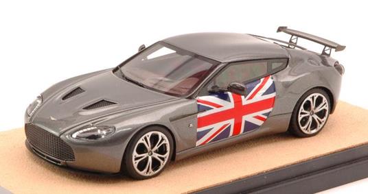 Aston Martin V12 Zagato 2012 Silvergun W/ English Flag Limited 10 Pcs 1:43 Model Tmdmi52Ap