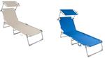 Lettino Mare Con Parasole Per Esterno Mare Trasportabile e Leggero Beige o Blu