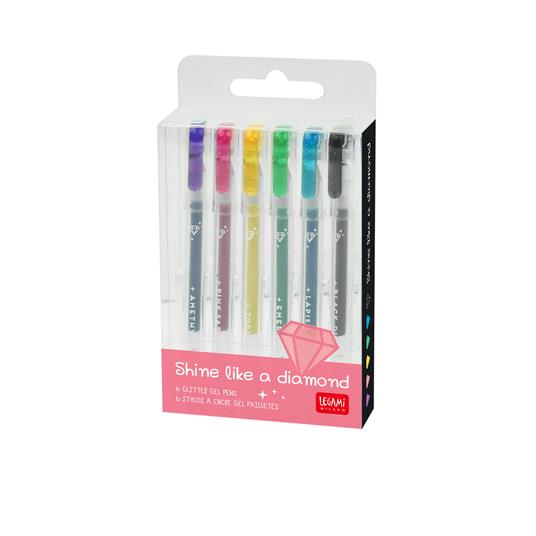 Set di 6 mini penne Gel Glitter Legami, Shine Like A Diamond - 3