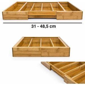 Portaposate Estensibile Da Cassetto Cucina Porta Posate In Legno Bambu 37X31Cm - 4