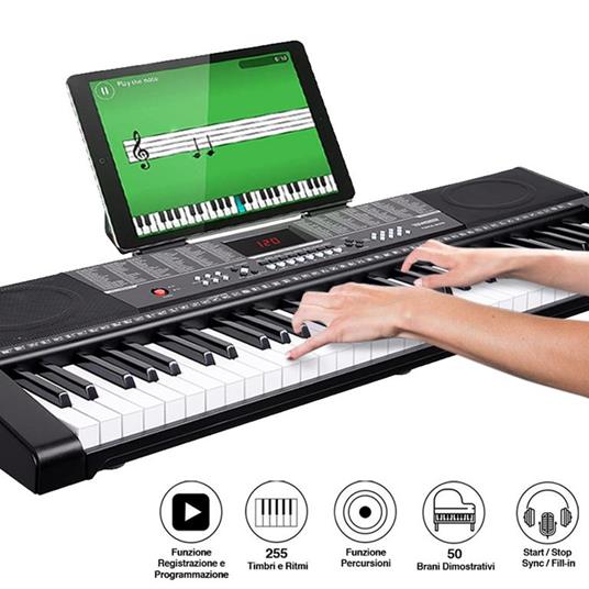 Tastiera Musicale Pianola Elettronica 61 Tasti Pianoforte Multifunzione USB  AUX - Bakaji - TV e Home Cinema, Audio e Hi-Fi | IBS