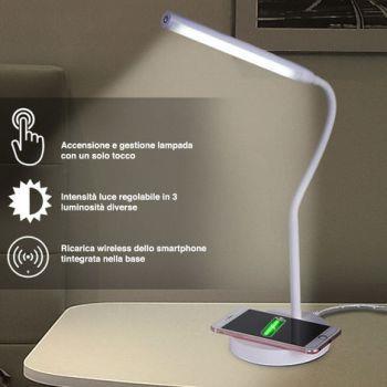 Lampada Scrivania Touch Con Caricatore Qi Wireless Charger Luce Led  Dimmerabile - ND - Idee regalo | IBS