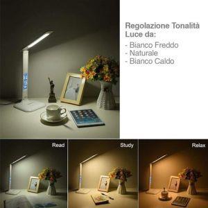 Lampada Scrivania Touch Con Calendario E Orologio Luce Led Regolabile  Bianco - ND - Casa e Cucina | IBS