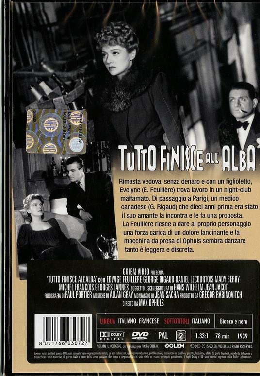 Tutto finisce all'alba di Max Ophüls - DVD - 2