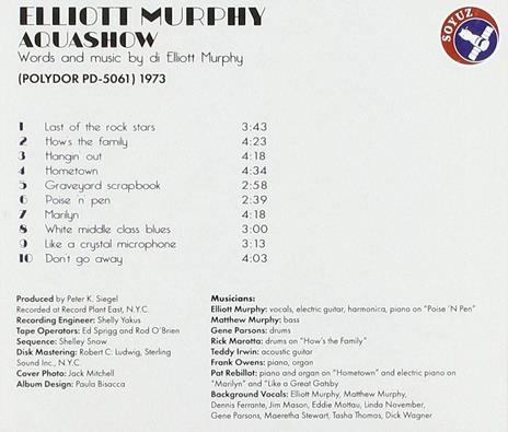 Aquashow - CD Audio di Elliott Murphy - 2