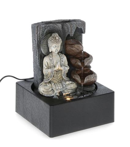 Fontana Quiet Buddha Con Led 18X18Xh24Cm Da Interno Esterno Giardino Bizzotto