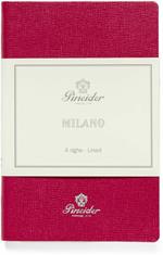 Taccuino Pineider, Notes Milano, 96F, 80G, Fucsia Bordo Argento - 9 x 14 cm