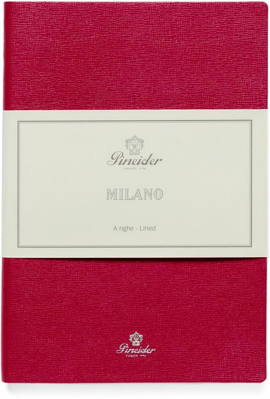 Taccuino Pineider, Notes Milano, 80G, Fucsia Bordo Argento - 14,50 x 21 cm