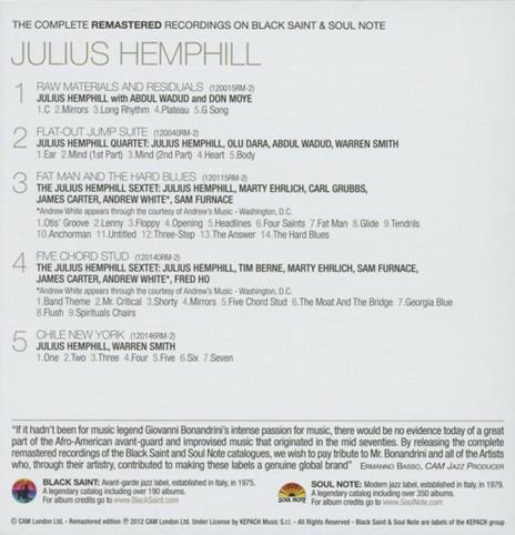 The Complete Remastered Recordings on Black Saint & Soul Note - CD Audio di Julius Hemphill - 2