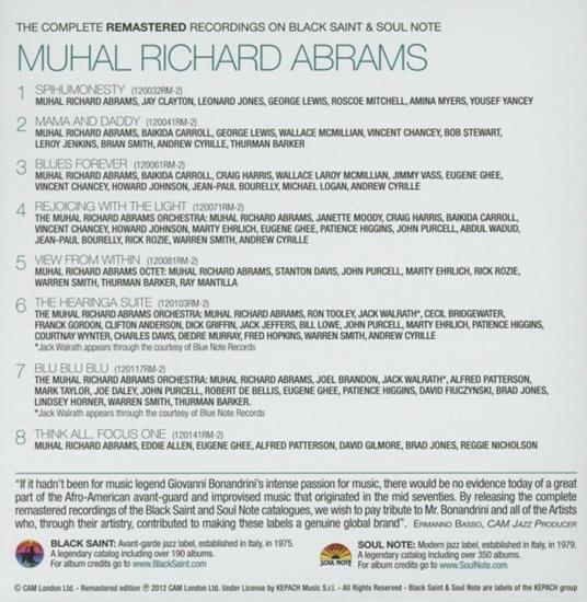 The Complete Remastered Recordings on Black Saint & Soul Note - CD Audio di Muhal Richard Abrams - 2